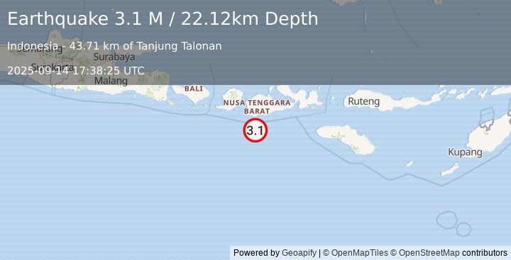 Earthquake Sumbawa Region, Indonesia (3.1 M) (2025-09-14 17:38:25 UTC)
