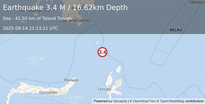 Earthquake Talaud Islands, Indonesia (3.4 M) (2025-09-14 21:13:21 UTC)