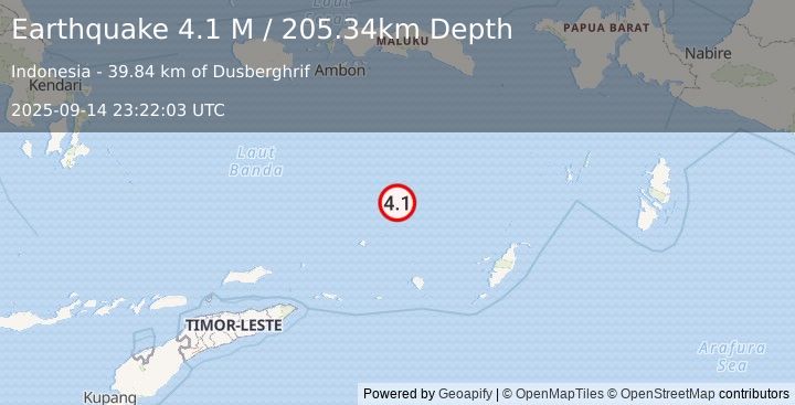 Earthquake Banda Sea (4.1 M) (2025-09-14 23:22:03 UTC)