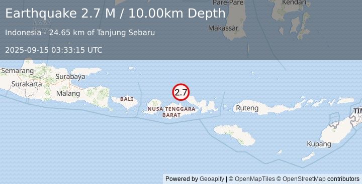 Earthquake Bali Sea (2.7 M) (2025-09-15 03:33:15 UTC)