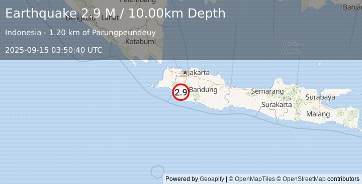 Earthquake Java, Indonesia (2.9 M) (2025-09-15 03:50:40 UTC)