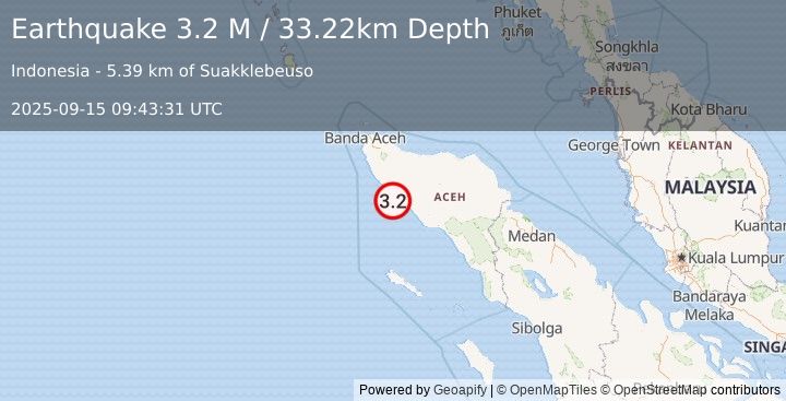 Earthquake Northern Sumatra, Indonesia (3.2 M) (2025-09-15 09:43:31 UTC)