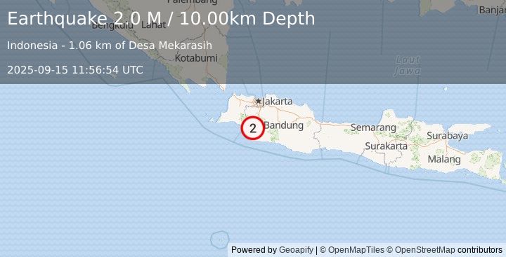 Earthquake Java, Indonesia (2.0 M) (2025-09-15 11:56:54 UTC)