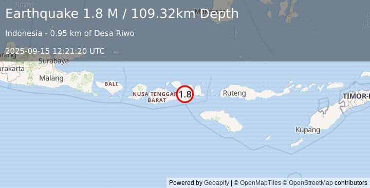 Earthquake Sumbawa Region, Indonesia (1.8 M) (2025-09-15 12:21:20 UTC)