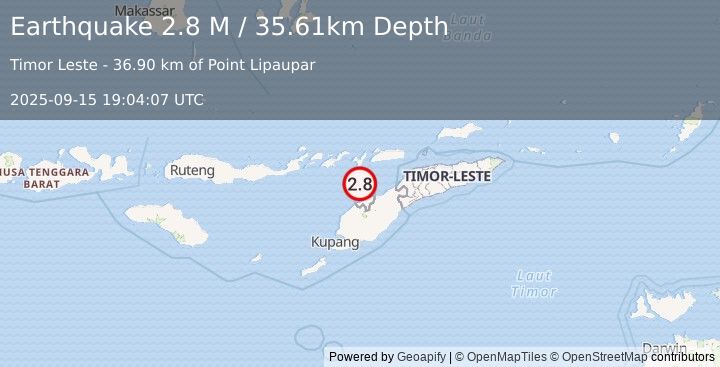Earthquake Timor Region (2.8 M) (2025-09-15 19:04:06 UTC)