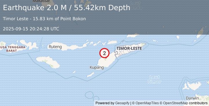 Earthquake Timor Region (2.0 M) (2025-09-15 20:24:28 UTC)