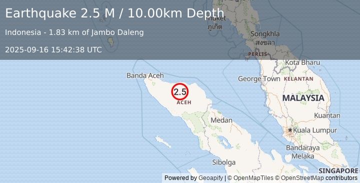 Earthquake Northern Sumatra, Indonesia (2.5 M) (2025-09-16 15:42:38 UTC)