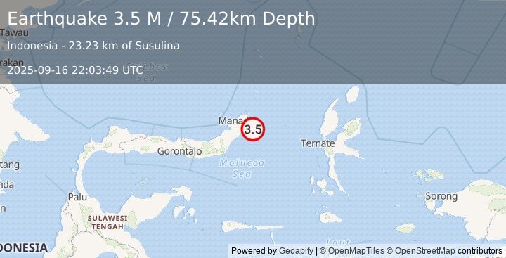Earthquake Northern Molucca Sea (3.5 M) (2025-09-16 22:03:49 UTC)