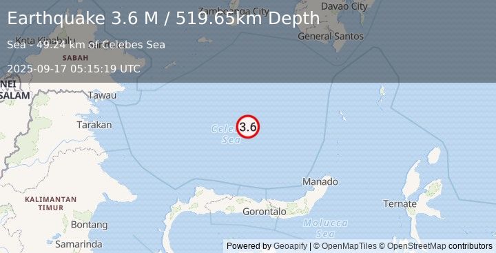 Earthquake Celebes Sea (3.6 M) (2025-09-17 05:15:19 UTC)