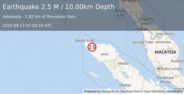 Earthquake Northern Sumatra, Indonesia (2.5 M) (2025-09-17 07:03:16 UTC)