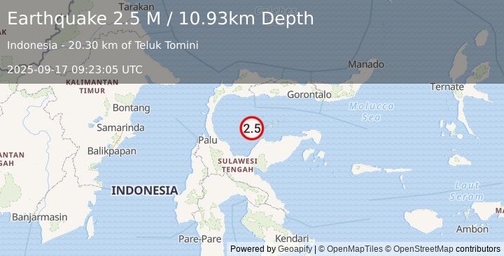 Earthquake Minahassa Peninsula, Sulawesi (2.5 M) (2025-09-17 09:23:05 UTC)