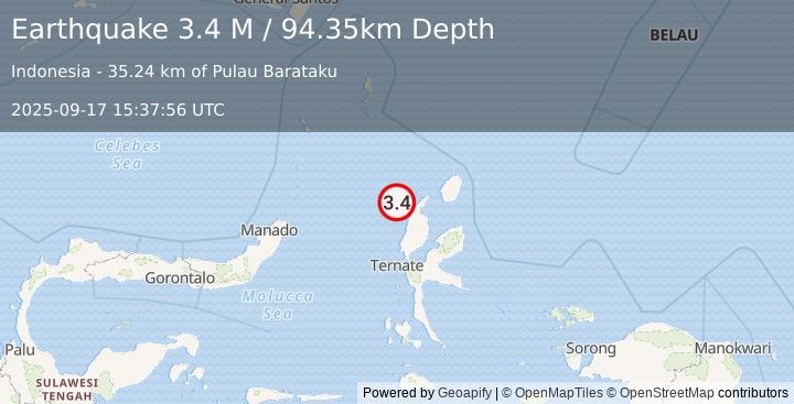 Earthquake Northern Molucca Sea (3.4 M) (2025-09-17 15:37:56 UTC)