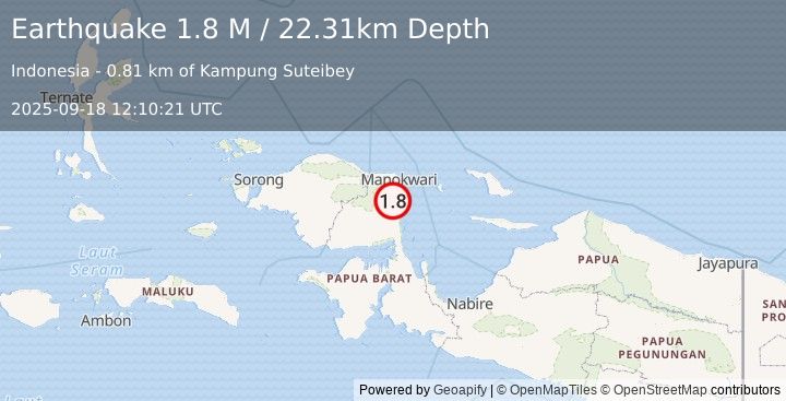 Earthquake West Papua Region, Indonesia (1.8 M) (2025-09-18 12:10:21 UTC)