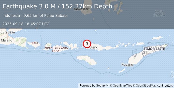 Earthquake Flores Region, Indonesia (3.0 M) (2025-09-18 18:45:07 UTC)