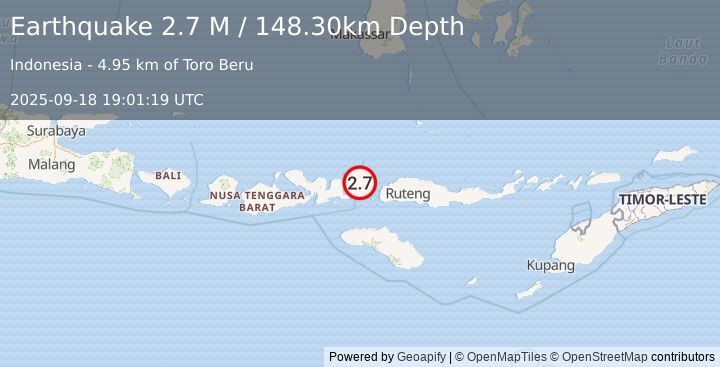 Earthquake Flores Region, Indonesia (2.8 M) (2025-09-18 19:01:20 UTC)