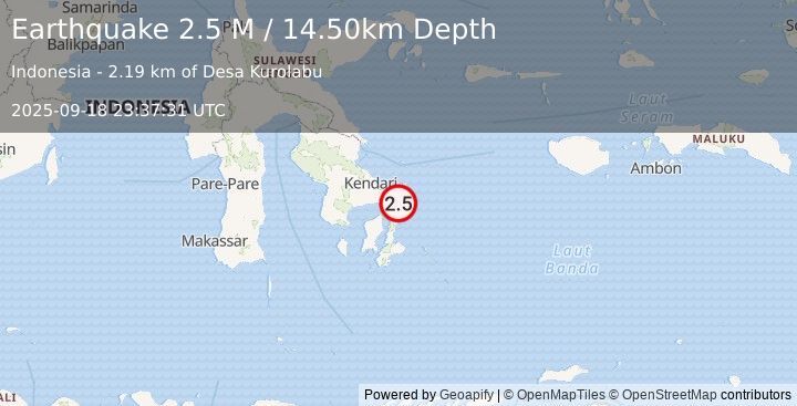 Earthquake Banda Sea (2.5 M) (2025-09-18 23:37:31 UTC)