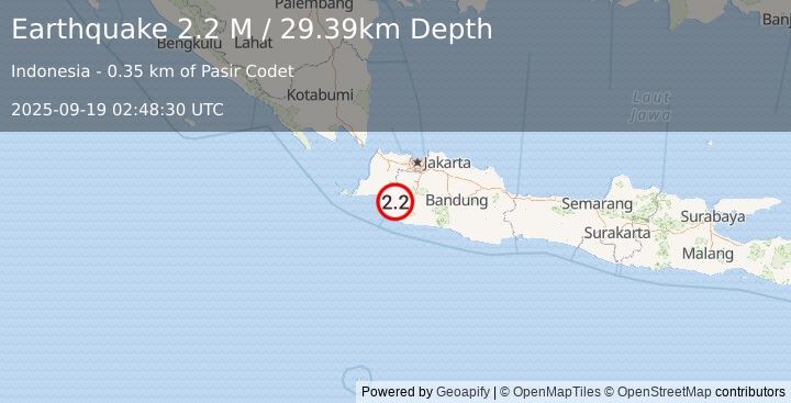 Earthquake Java, Indonesia (2.2 M) (2025-09-19 02:48:30 UTC)