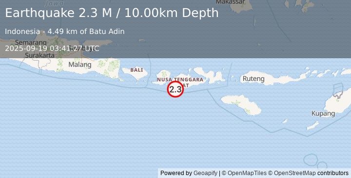Earthquake Sumbawa Region, Indonesia (2.3 M) (2025-09-19 03:41:27 UTC)