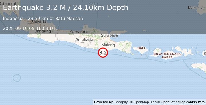 Earthquake Java, Indonesia (3.2 M) (2025-09-19 05:16:03 UTC)