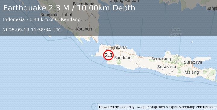 Earthquake Java, Indonesia (2.3 M) (2025-09-19 11:58:34 UTC)