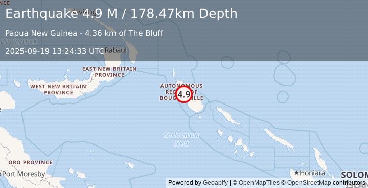 Earthquake Solomon Islands (4.9 M) (2025-09-19 13:24:33 UTC)