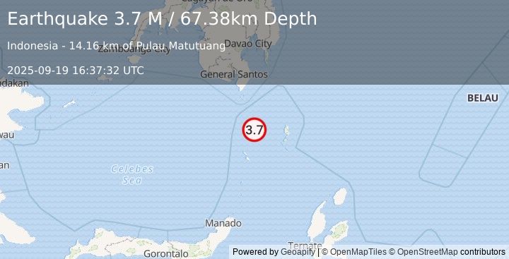 Earthquake Talaud Islands, Indonesia (3.7 M) (2025-09-19 16:37:32 UTC)
