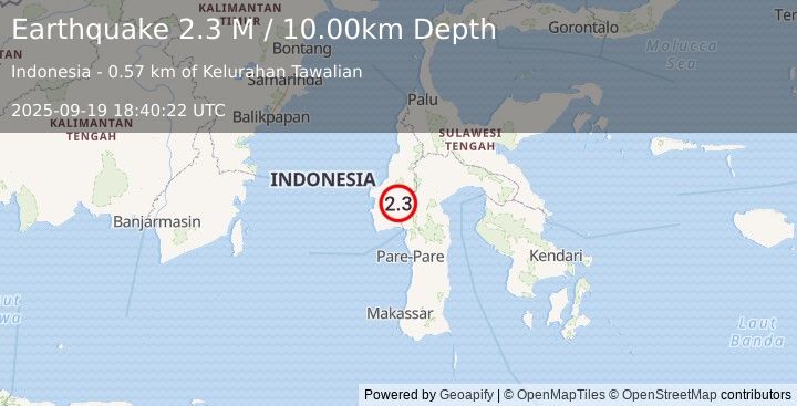 Earthquake Sulawesi, Indonesia (2.3 M) (2025-09-19 18:40:22 UTC)