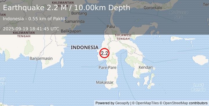 Earthquake Sulawesi, Indonesia (2.2 M) (2025-09-19 18:41:45 UTC)