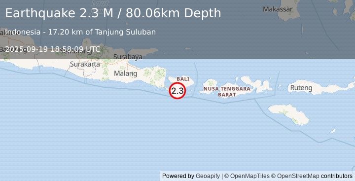 Earthquake Bali Region, Indonesia (2.3 M) (2025-09-19 18:58:09 UTC)
