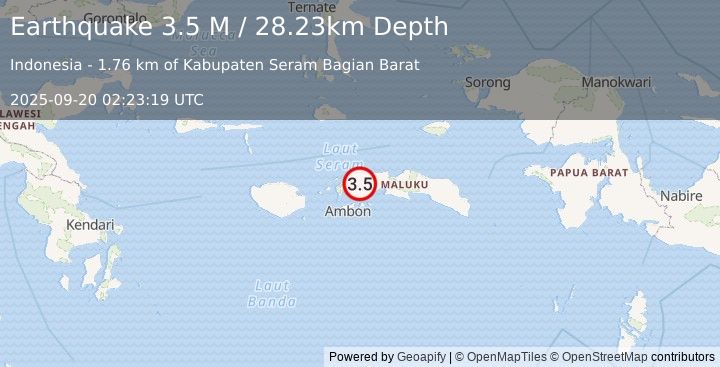 Earthquake Seram, Indonesia (3.5 M) (2025-09-20 02:23:19 UTC)