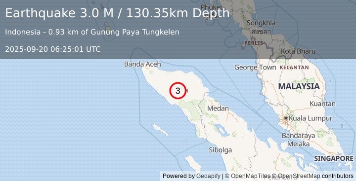 Earthquake Northern Sumatra, Indonesia (3.0 M) (2025-09-20 06:25:01 UTC)