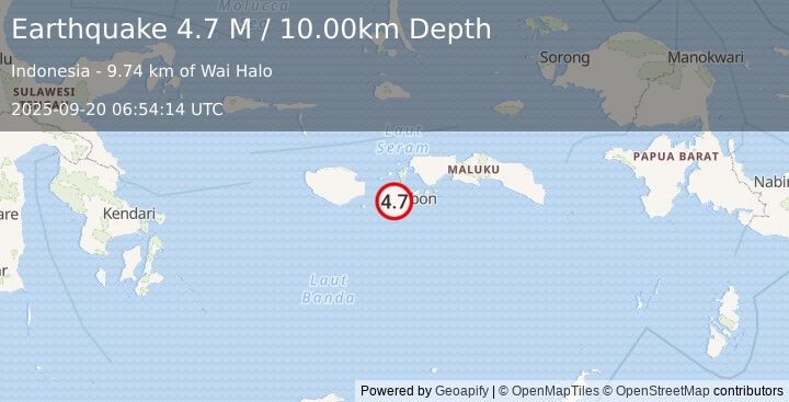 Earthquake Seram, Indonesia (4.8 M) (2025-09-20 06:54:15 UTC)