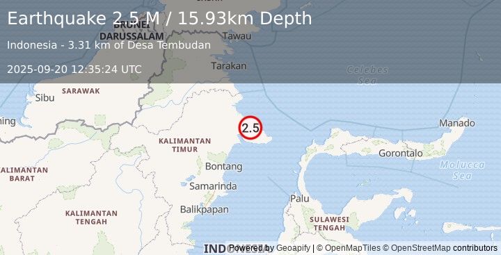 Earthquake Borneo (2.5 M) (2025-09-20 12:35:24 UTC)
