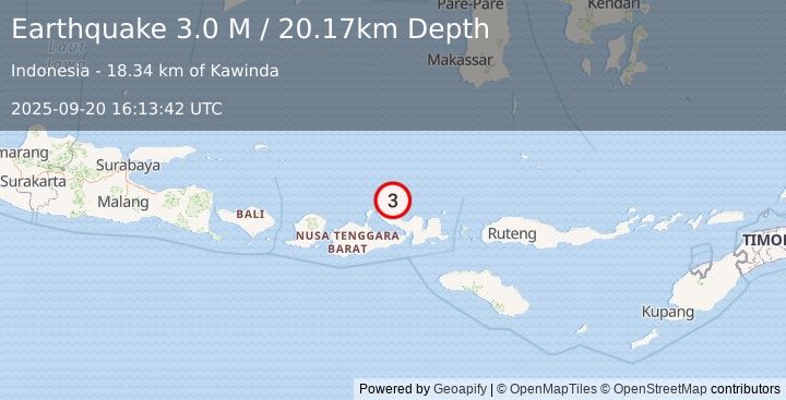 Earthquake Flores Sea (3.0 M) (2025-09-20 16:13:42 UTC)