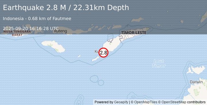 Earthquake Timor Region (2.8 M) (2025-09-20 16:16:28 UTC)