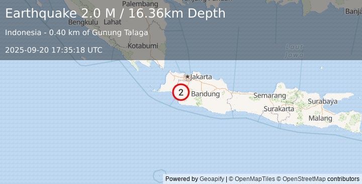 Earthquake Java, Indonesia (2.0 M) (2025-09-20 17:35:18 UTC)