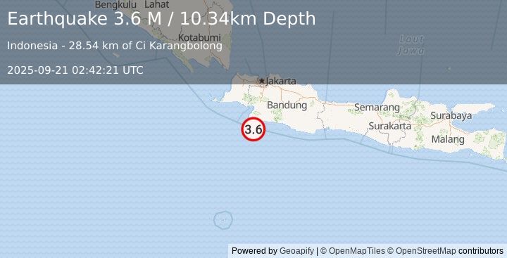 Earthquake Java, Indonesia (3.6 M) (2025-09-21 02:42:21 UTC)