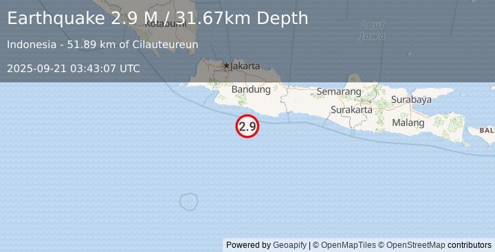 Earthquake Java, Indonesia (2.9 M) (2025-09-21 03:43:07 UTC)