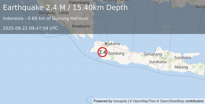 Earthquake Java, Indonesia (2.4 M) (2025-09-21 09:47:59 UTC)