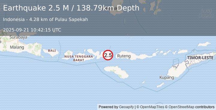 Earthquake Flores Region, Indonesia (2.5 M) (2025-09-21 10:42:15 UTC)