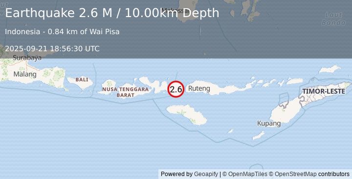 Earthquake Flores Region, Indonesia (2.6 M) (2025-09-21 18:56:29 UTC)