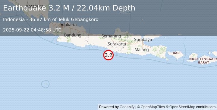 Earthquake Java, Indonesia (3.2 M) (2025-09-22 04:48:59 UTC)