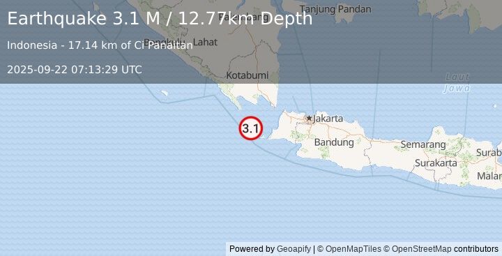 Earthquake Sunda Strait, Indonesia (3.1 M) (2025-09-22 07:13:29 UTC)
