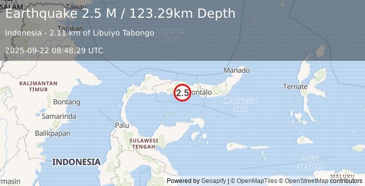 Earthquake Minahassa Peninsula, Sulawesi (2.5 M) (2025-09-22 08:48:29 UTC)