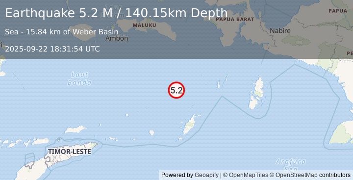 Earthquake Banda Sea (5.2 M) (2025-09-22 18:31:54 UTC)
