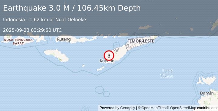 Earthquake Timor Region (3.0 M) (2025-09-23 03:29:50 UTC)