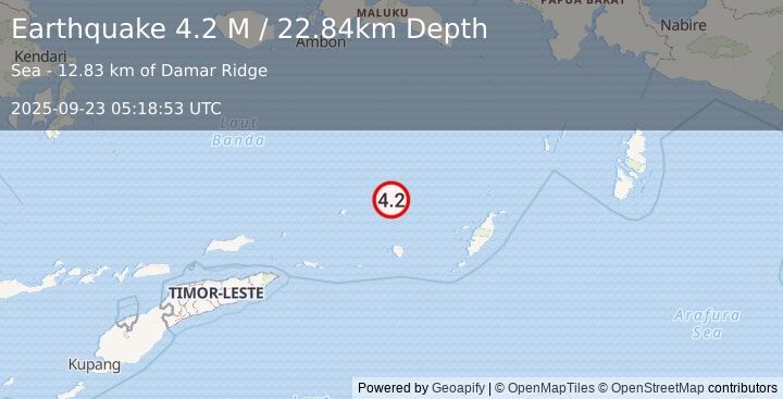 Earthquake Banda Sea (4.2 M) (2025-09-23 05:18:53 UTC)