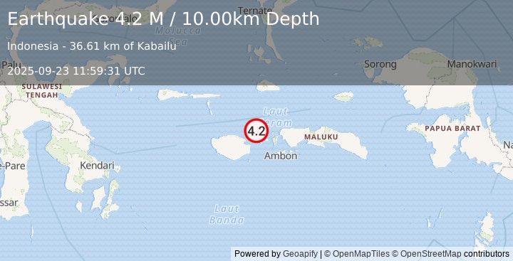 Earthquake Ceram Sea (4.2 M) (2025-09-23 11:59:31 UTC)