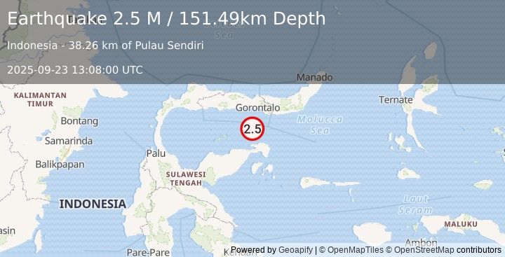 Earthquake Minahassa Peninsula, Sulawesi (2.5 M) (2025-09-23 13:08:00 UTC)