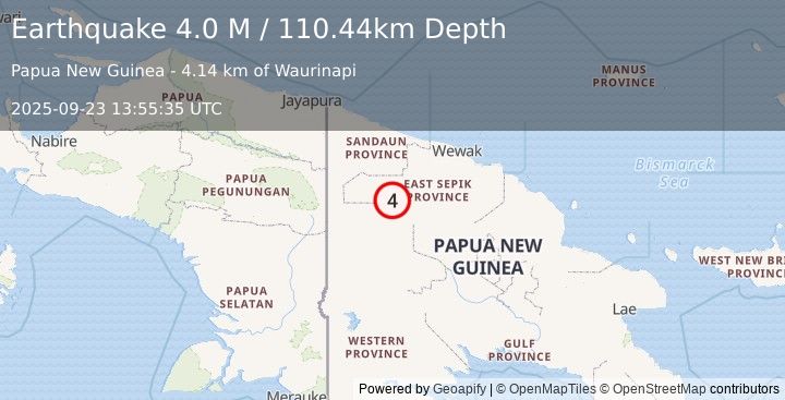 Earthquake New Guinea, Papua New Guinea (4.0 M) (2025-09-23 13:55:35 UTC)